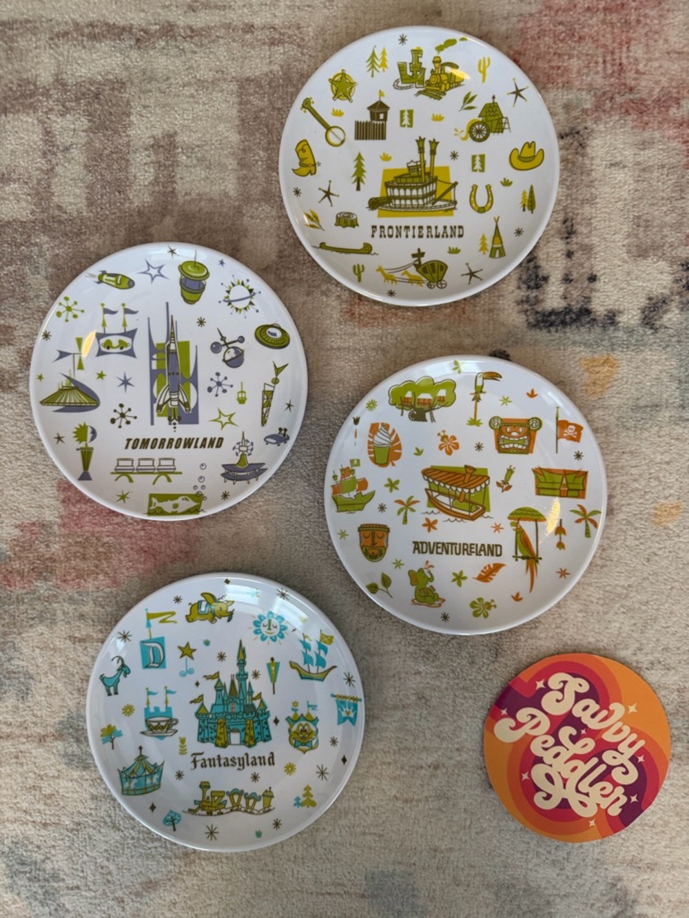 Magic Kingdom Map Collection Lands Small Plate Set - NEW